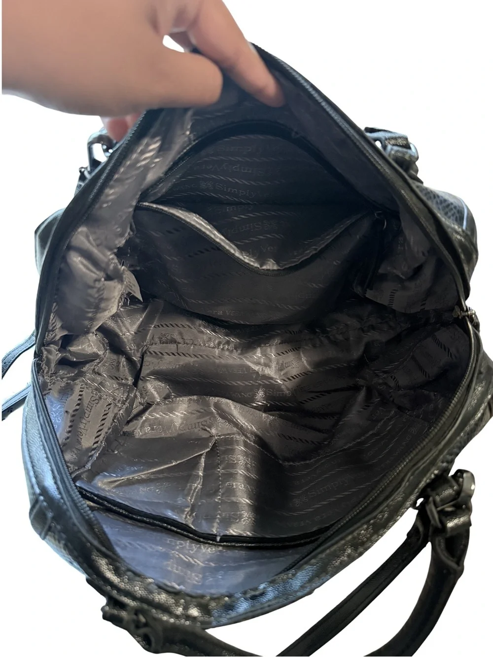 Simply Vera Vera Wang Metallic Blue Textured Handbag